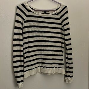 Forever 21 Black & Cream White Striped Long Sleeve Shirt